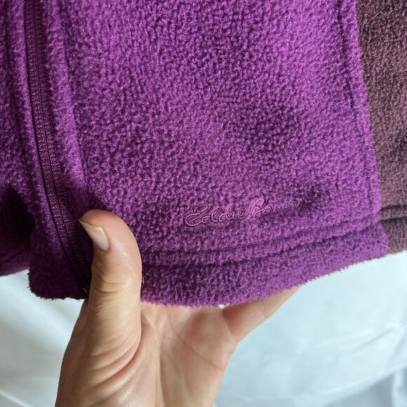 Eddie Bauer POLARTEC Burgandy and Brown Full Zip Front Fleece Jacket Wms X Large - Picture 5 of 11